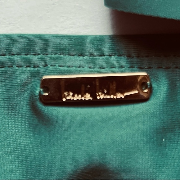 Nicole Miller swimsuit bandeau peplum cross front tankini bikini green size L - Picture 14 of 16